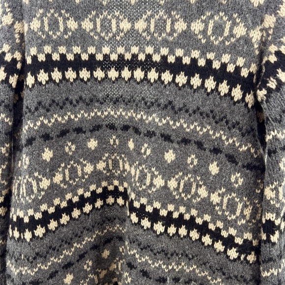 Charter Club wool blend S long line open front cardigan fair isle cream gray - Picture 7 of 8